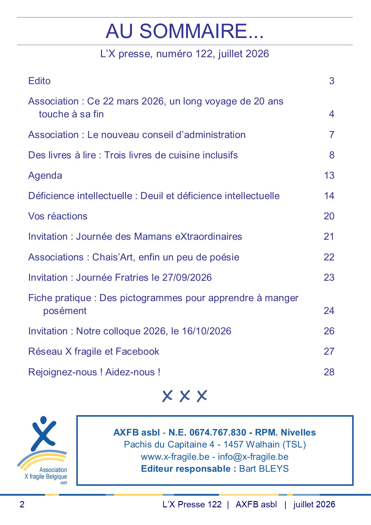 X Presse 122 - Sommaire