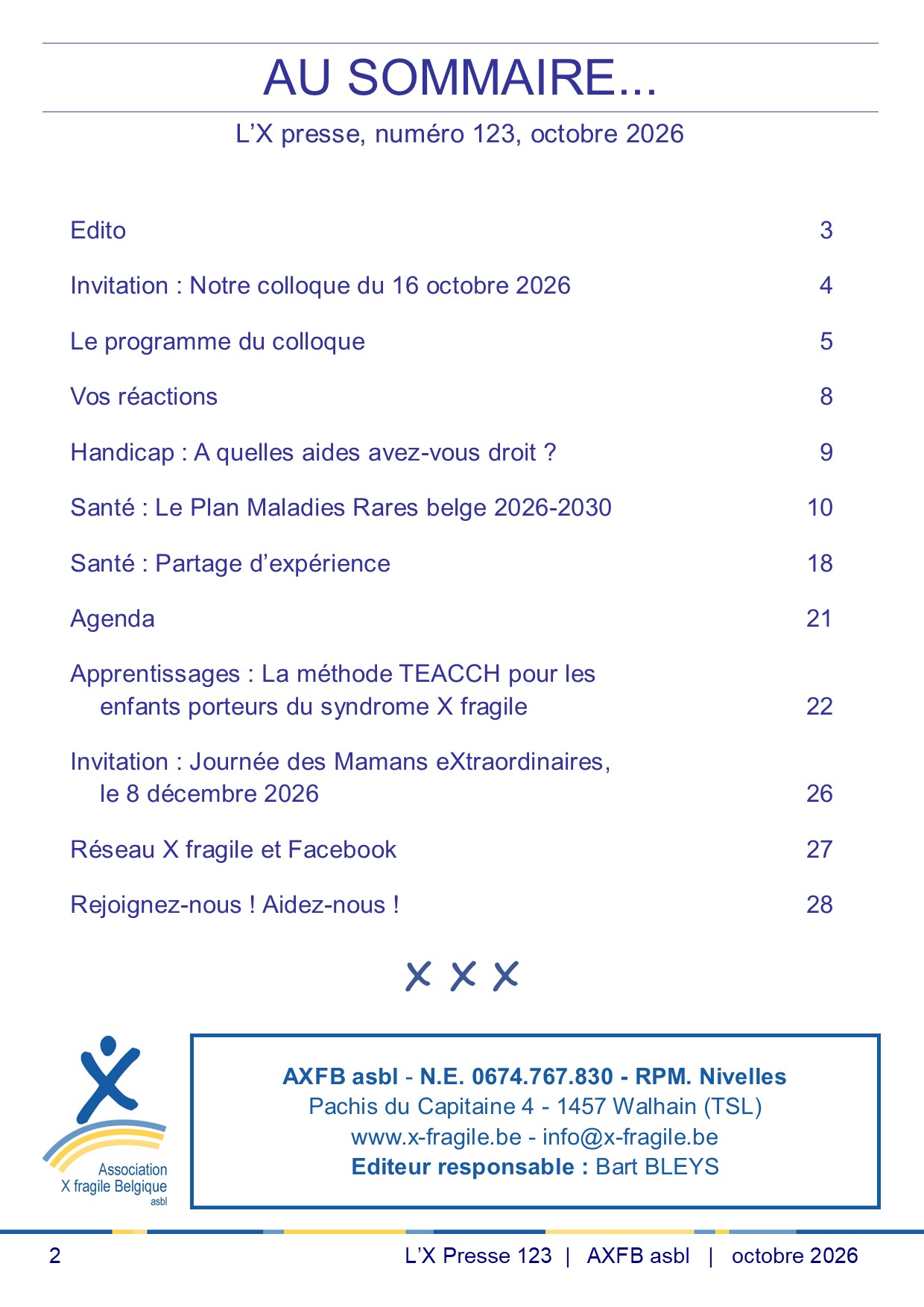 X Presse 123 - Sommaire