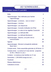 X Presse 77 Sommaire